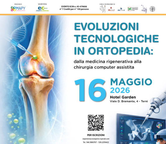 Evoluzioni tecnologiche in ortopedia: convegno ECM a Terni il 16 maggio 2026